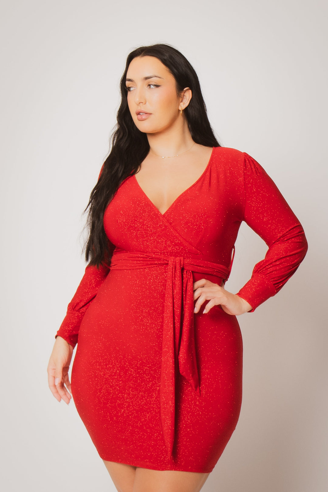 Blue Leopard Dresses Plus Size Starlit Cinch Dress - Red