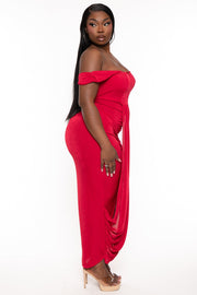Curvy Sense Dresses Plus Size Stella Front Drape Dress - Red
