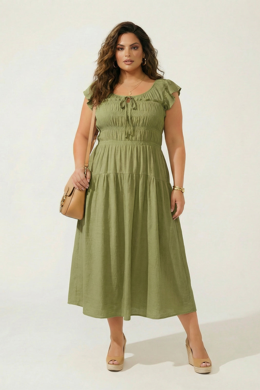 Plus Size Sunset Muse Midi Dress - Green 2X / Green at Curvy Sense Plus Size Sunset Muse Midi Dress - Green 2X / Green at Curvy Sense