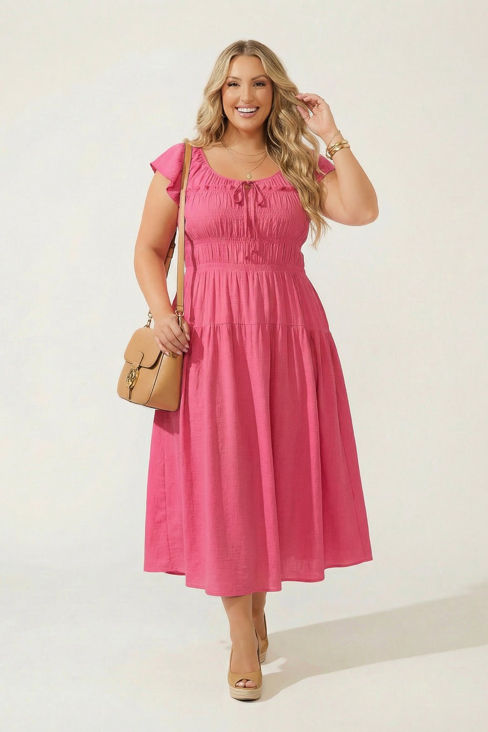 Mine Dresses Plus Size Sunset Muse Midi Dress - Pink