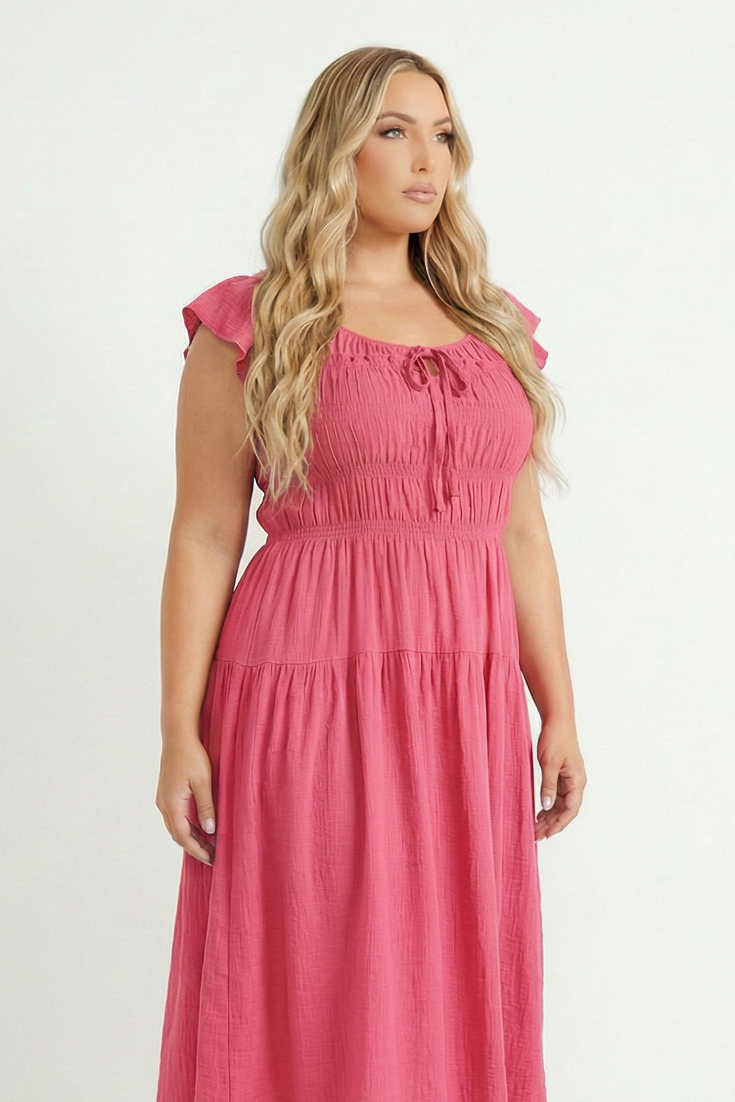 Mine Dresses Plus Size Sunset Muse Midi Dress - Pink