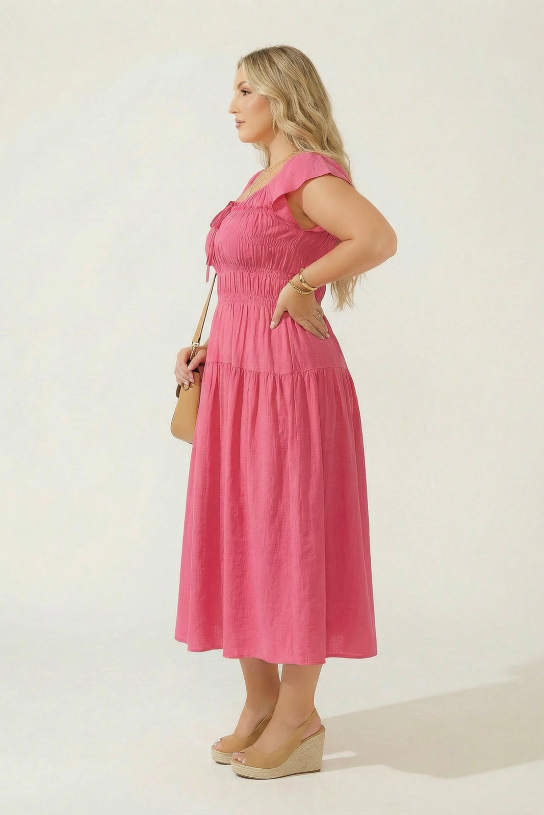 Mine Dresses Plus Size Sunset Muse Midi Dress - Pink