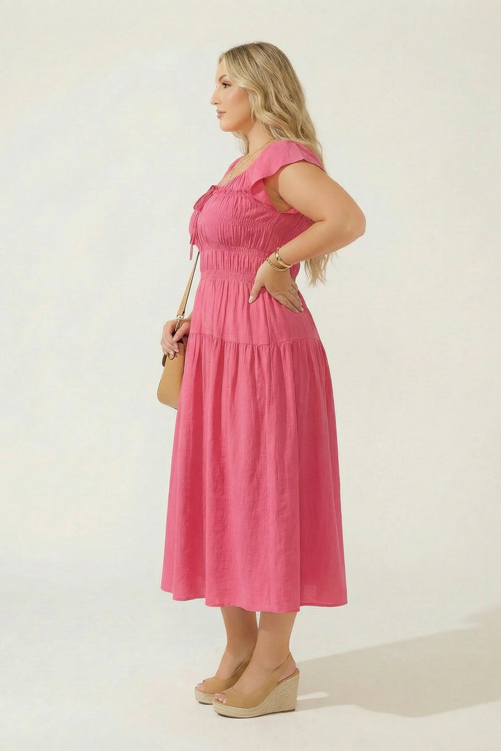 Mine Dresses Plus Size Sunset Muse Midi Dress - Pink