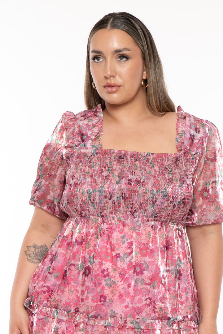 Very J Dresses Plus Size Sweet  Organza Dress  -Blush