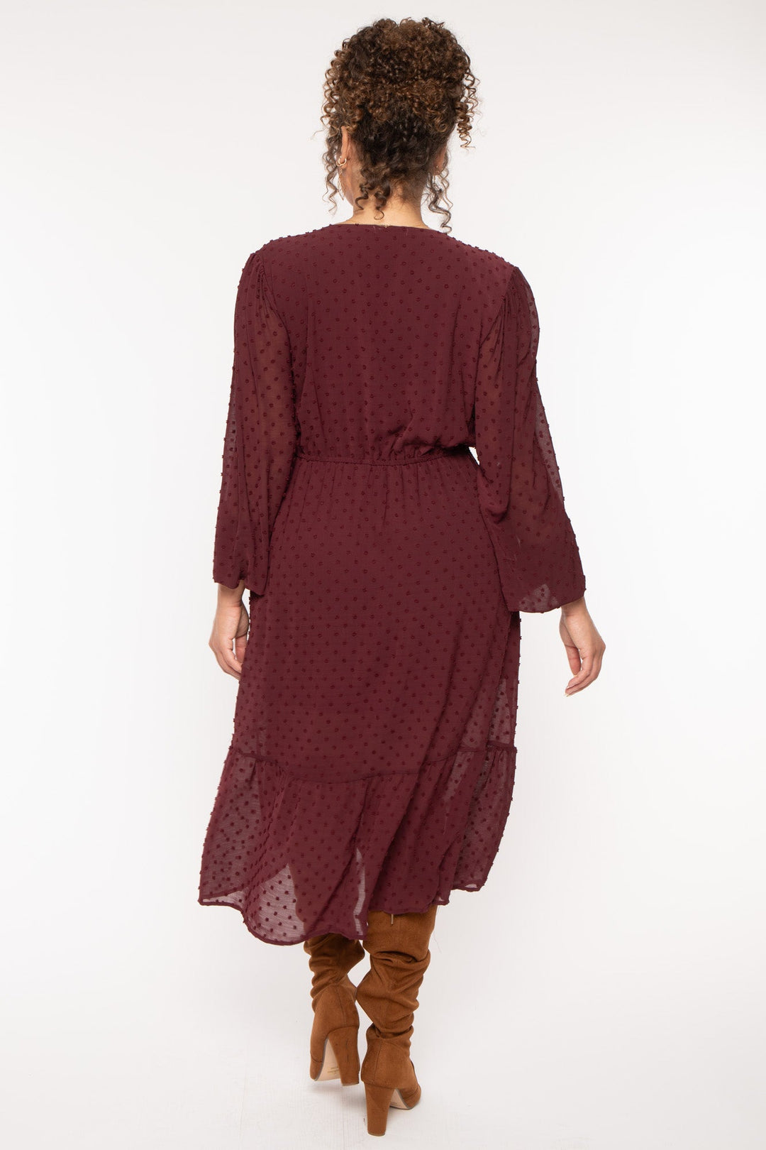 CULTURE CODE Dresses Plus Size Swiss Dot Bohemia Dress - Burgundy