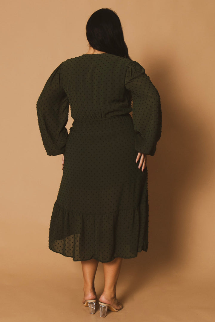 CULTURE CODE Dresses Plus Size Swiss Dot Bohemia Dress - Olive