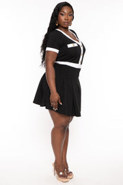 Curvy Sense Dresses Plus Size Tai Pleated Dress- Black