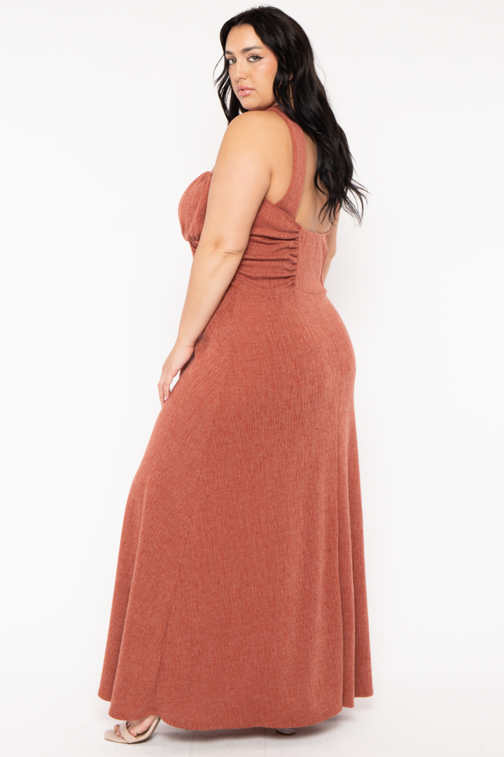 Curvy Sense Dresses Plus Size Terra  Strapless Dress - Rust