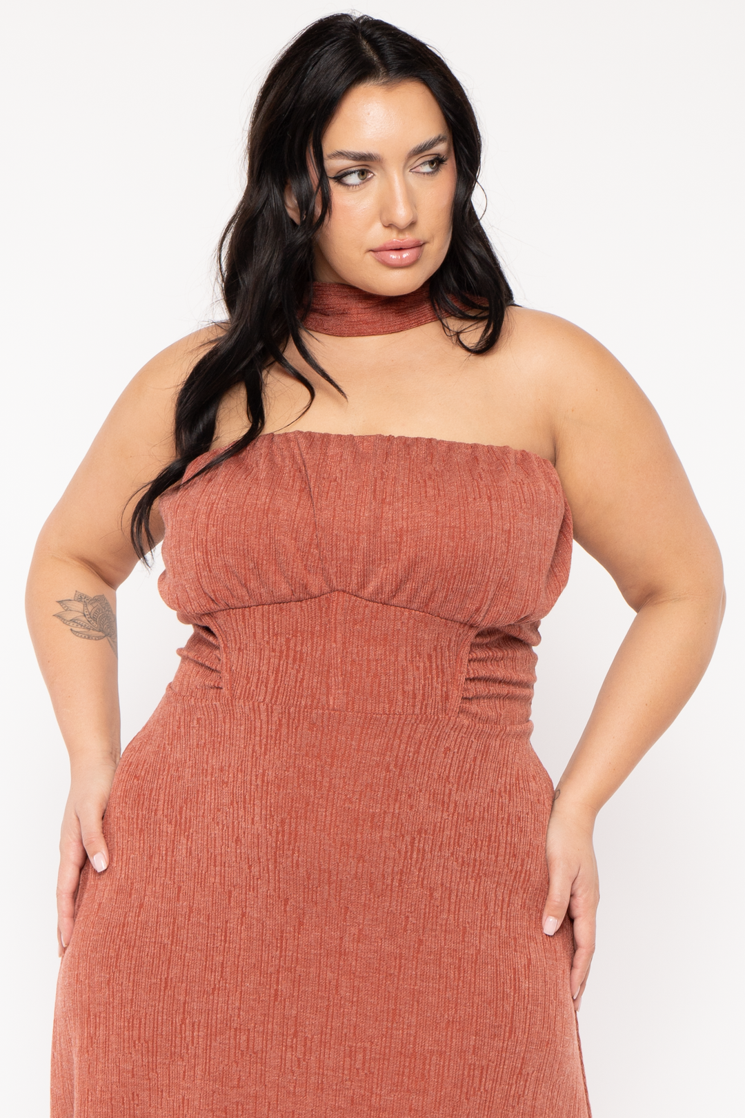 Curvy Sense Dresses Plus Size Terra  Strapless Dress - Rust