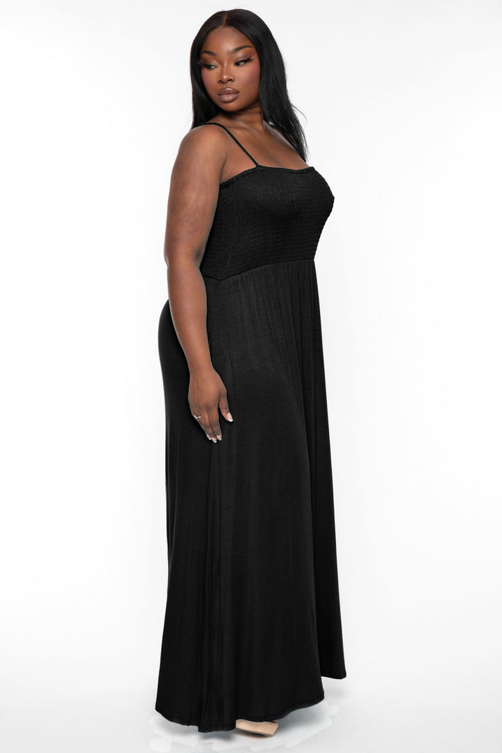 CULTURE CODE Dresses Plus Size Terri Smocked Maxi Dress  - Black