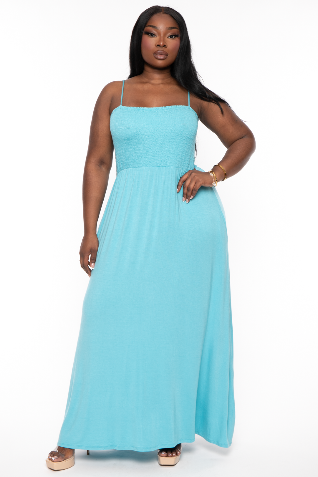 Women's Plus Size Dresses - Curvy Sense - teal Women's Plus Size Dresses - Curvy Sense - teal