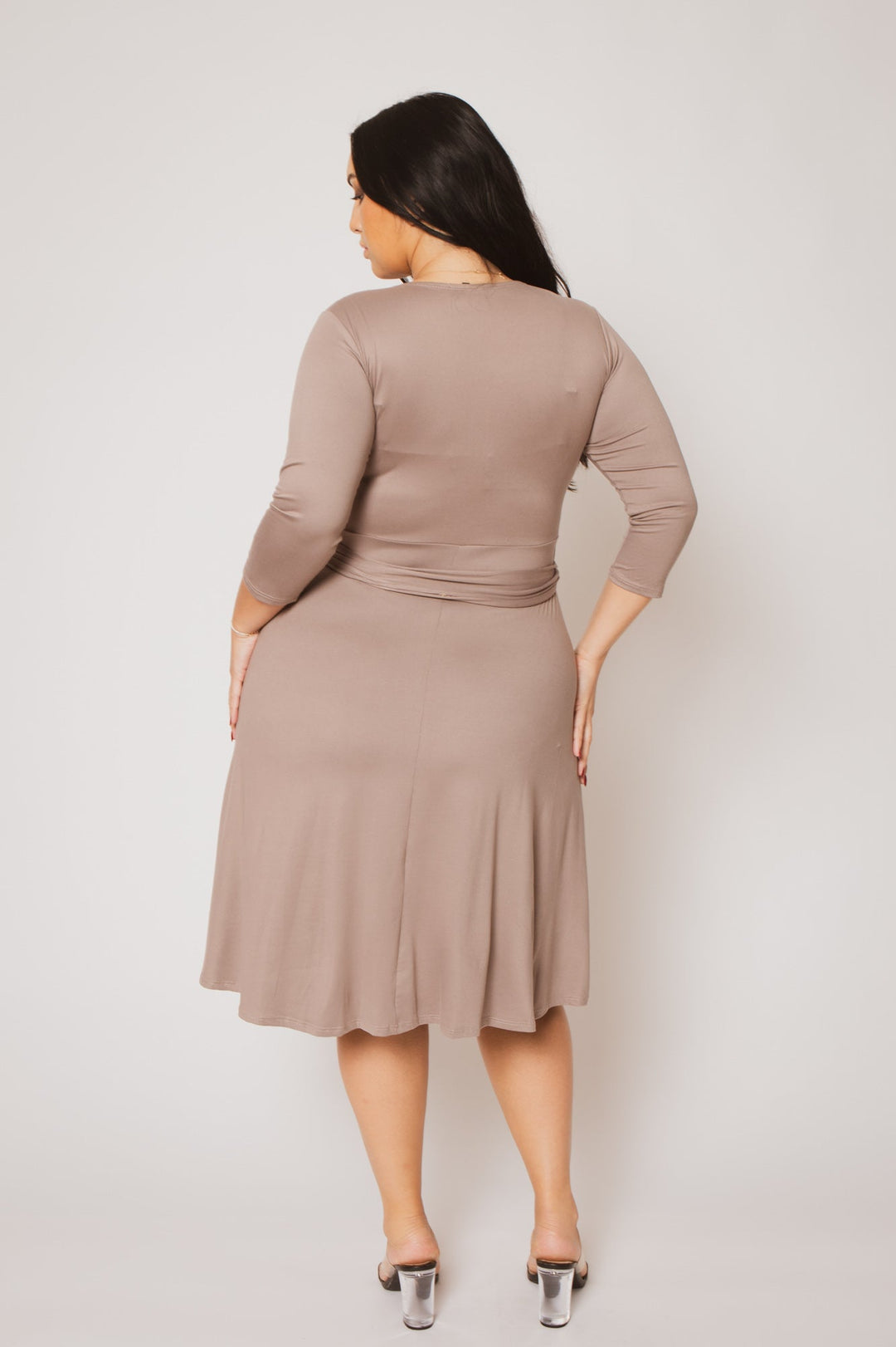 Moa Collection Dresses Plus Size  Tessa Knit Dress- Mocha