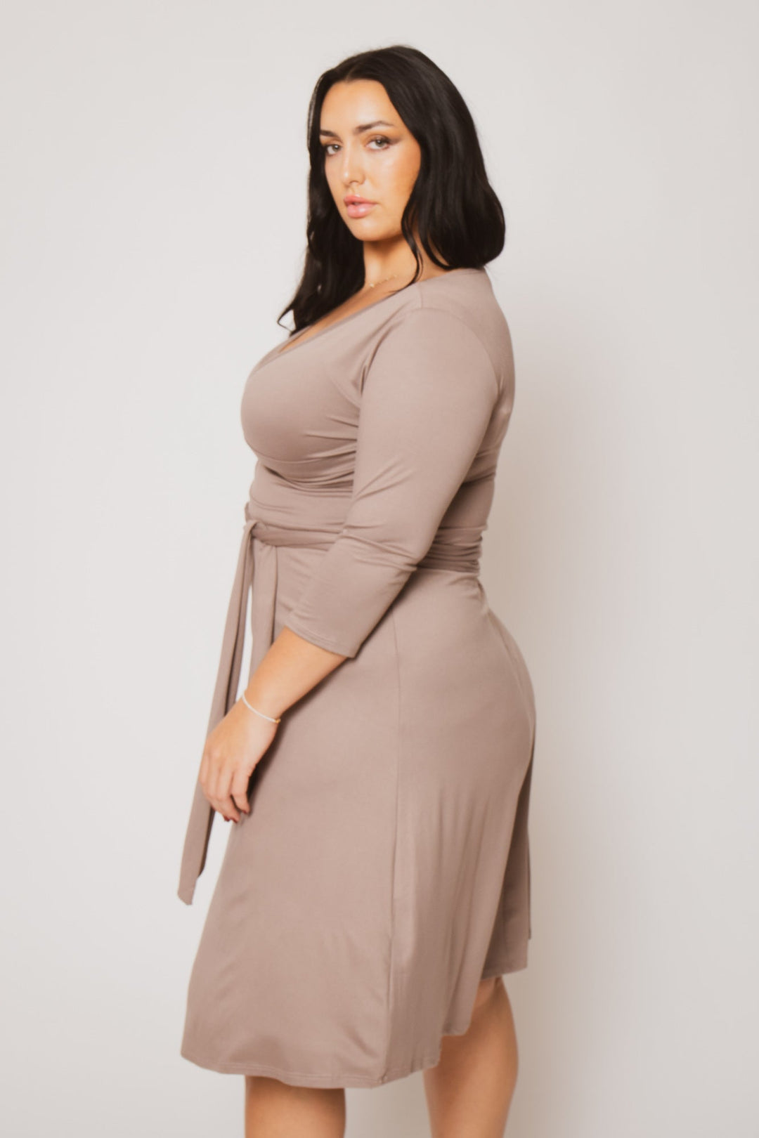 Moa Collection Dresses Plus Size  Tessa Knit Dress- Mocha