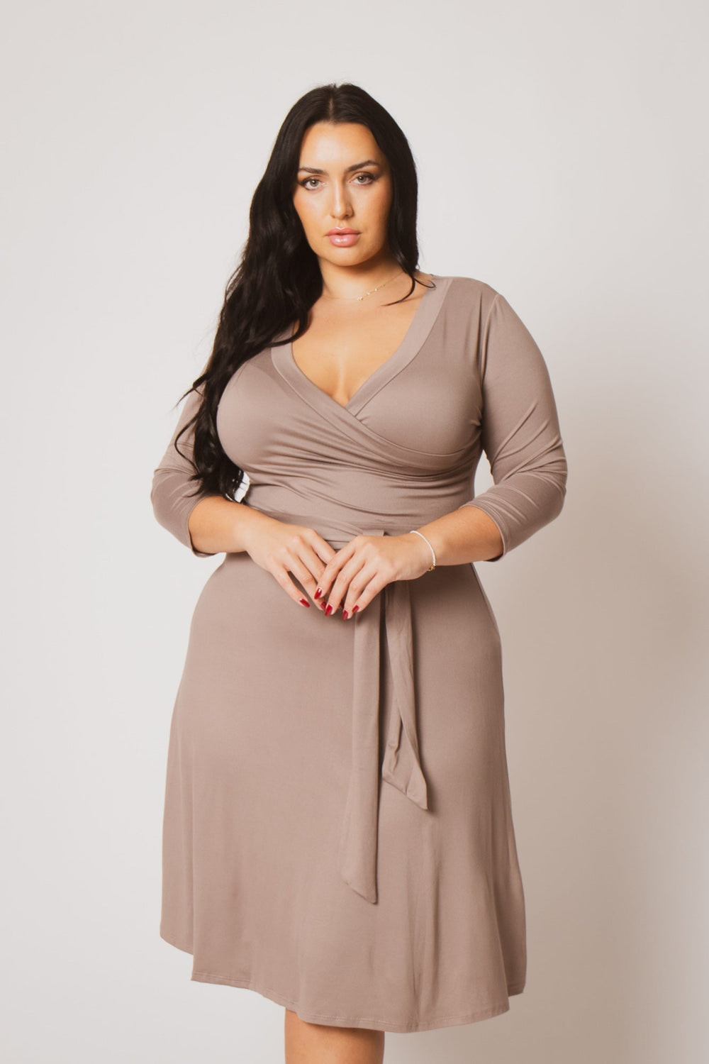 Moa Collection Dresses Plus Size  Tessa Knit Dress- Mocha