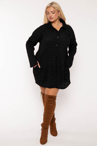 Plus Size Tessa Tunic Dress Black 2X / Black at Curvy Sense Plus Size Tessa Tunic Dress Black 2X / Black at Curvy Sense