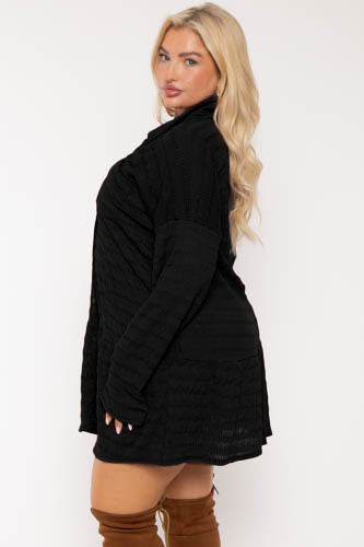 Plus Size Tessa Tunic Dress Black 2X / Black at Curvy Sense Plus Size Tessa Tunic Dress Black 2X / Black at Curvy Sense