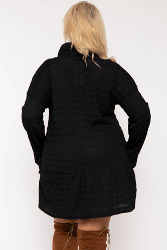 Plus Size Tessa Tunic Dress Black 2X / Black at Curvy Sense Plus Size Tessa Tunic Dress Black 2X / Black at Curvy Sense