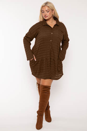 Plus Size Tessa Tunic Dress Brown 1X / Brown at Curvy Sense
