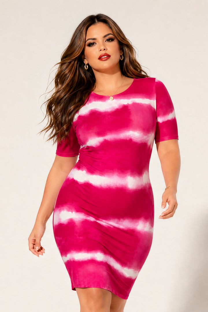 Capella Dresses Plus Size Tideline Bodycon Dress - Fuchsia