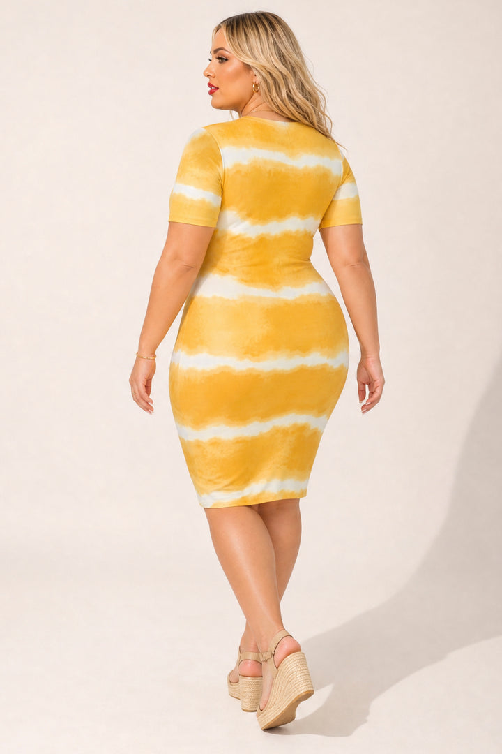 Capella Dresses Plus Size Tideline Bodycon Dress - Yellow