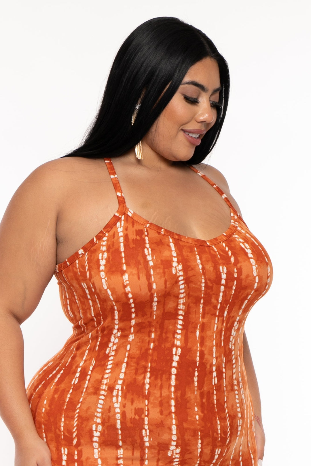 Capella Dresses Plus Size Tie Dye Racerback Maxi Dress - Rust