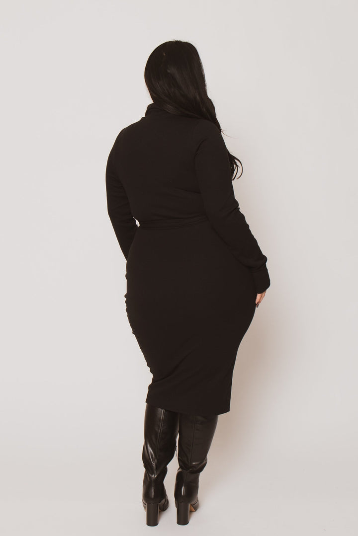 Curvy Sense Inc. Dresses Plus Size Timeless Turtleneck Dress - Black
