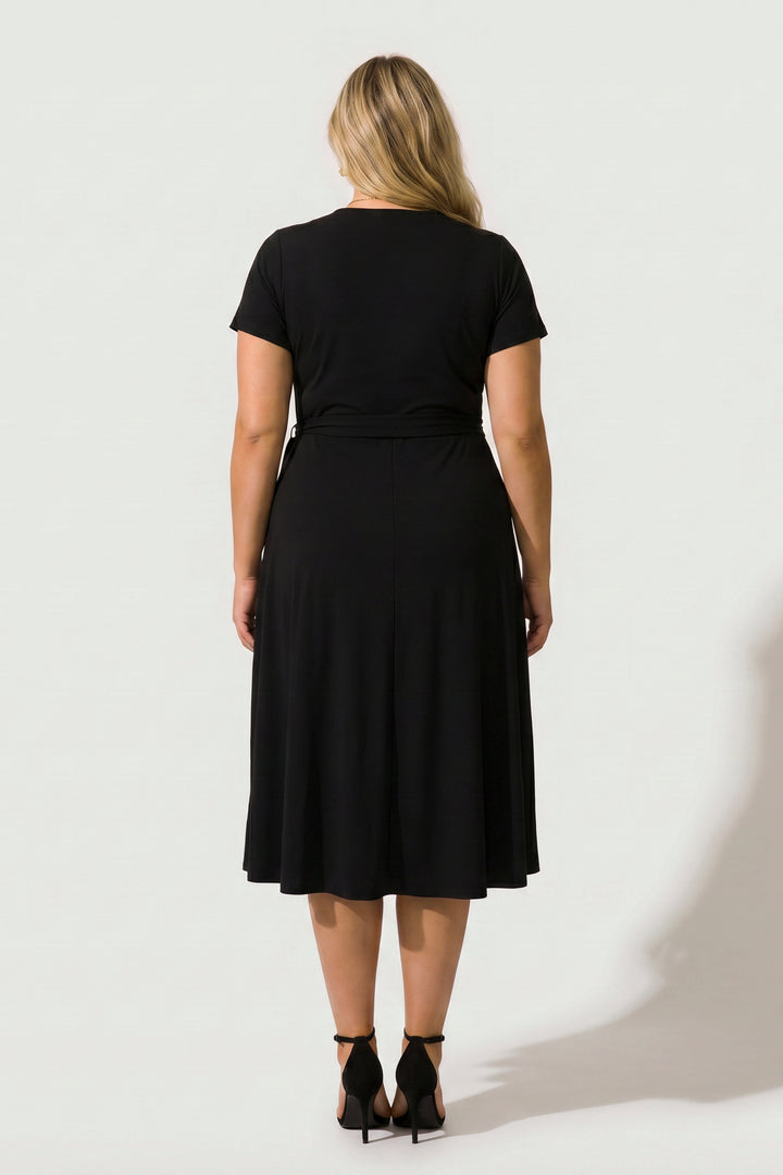 Chris & Carol Dresses Plus Size Timeless Wrap Dress- Black