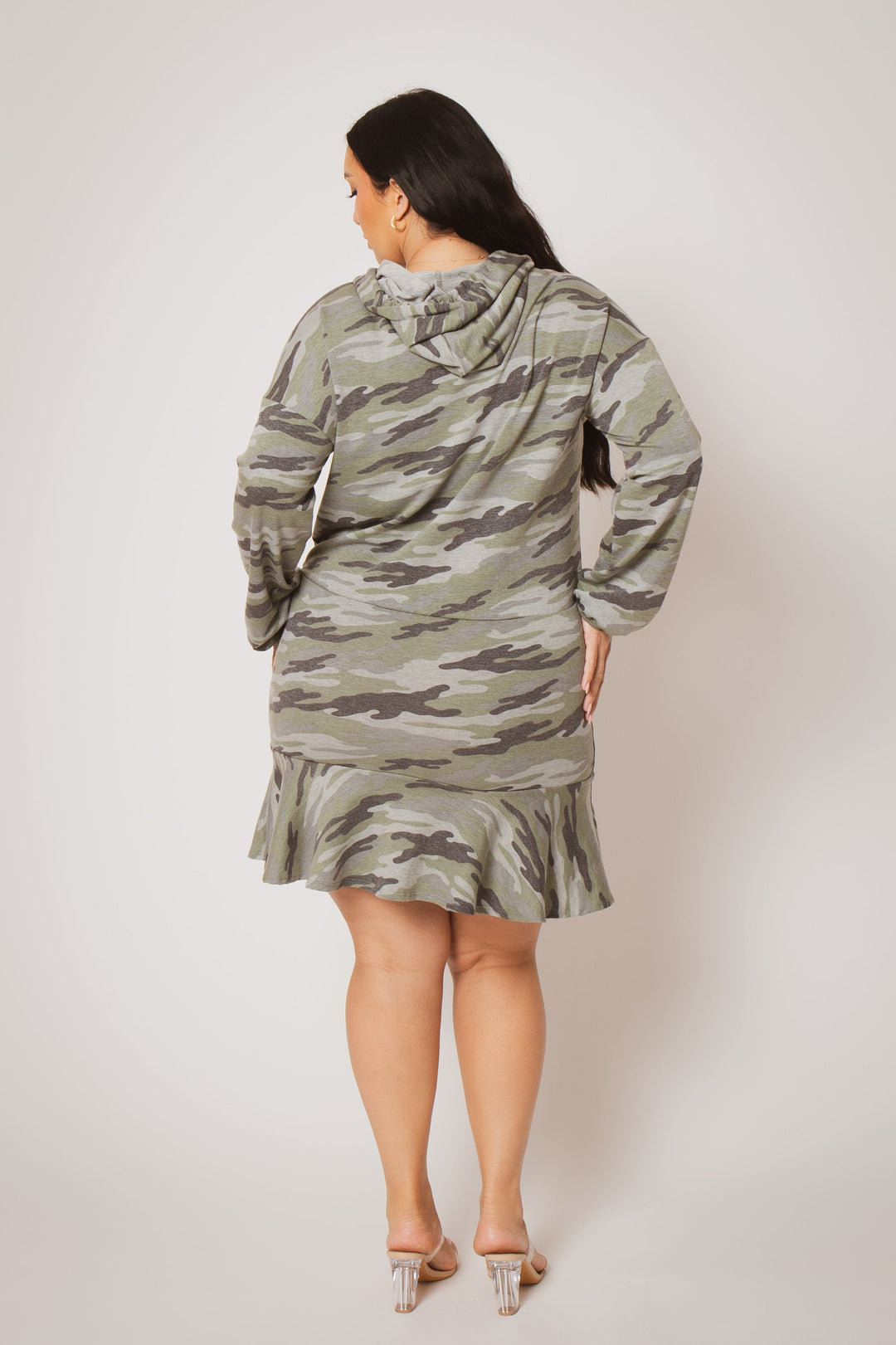 Curvy Sense Inc. Dresses Plus Size Tracie Hoodie Mini Dress - Green
