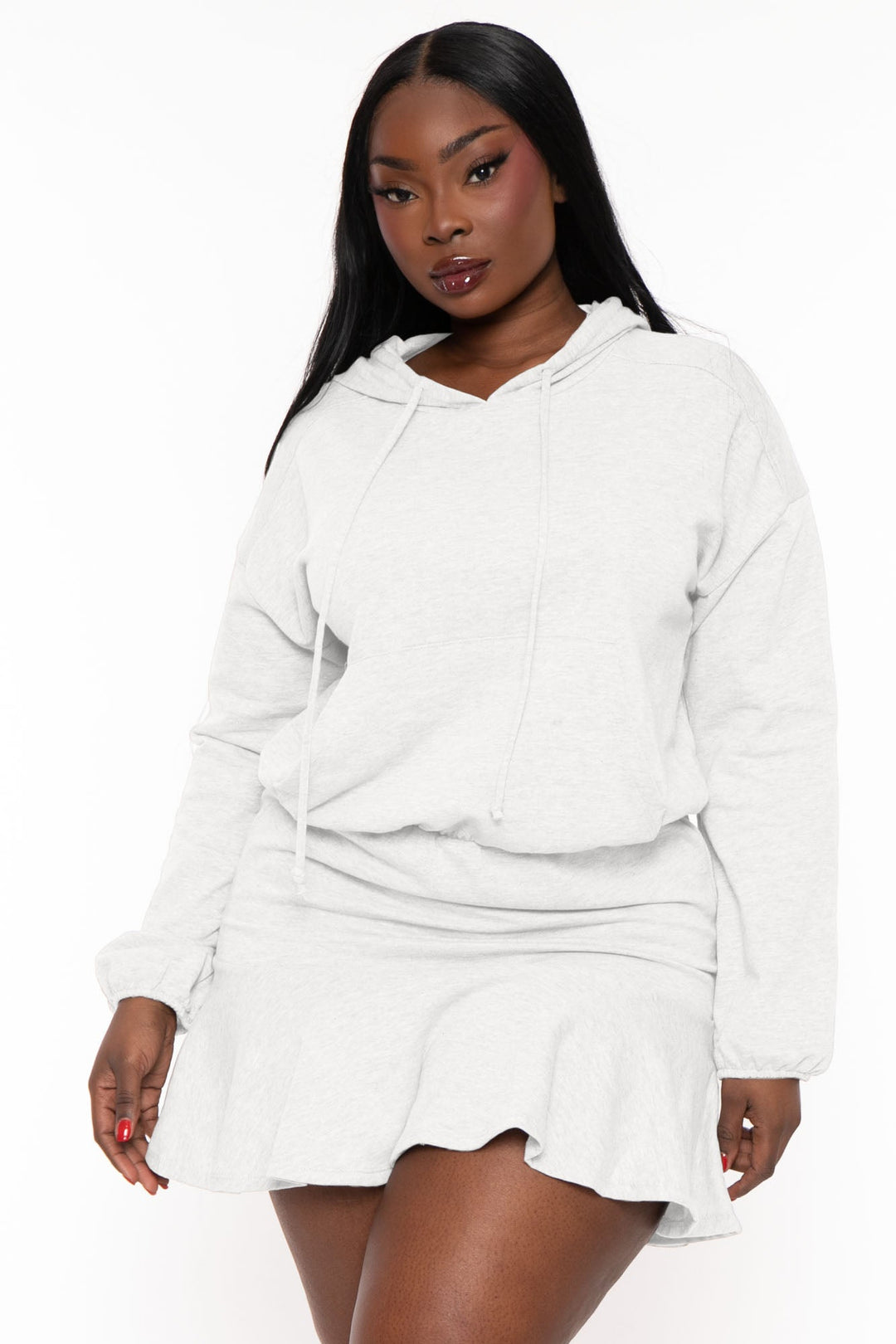 CULTURE CODE Dresses Plus Size  Tracie Hoodie  Mini  Dress - Ivory