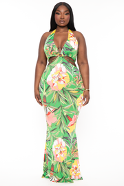 Gibiu Dresses 1X / Green Plus Size  Tropical Vacay Maxi Dress - Green