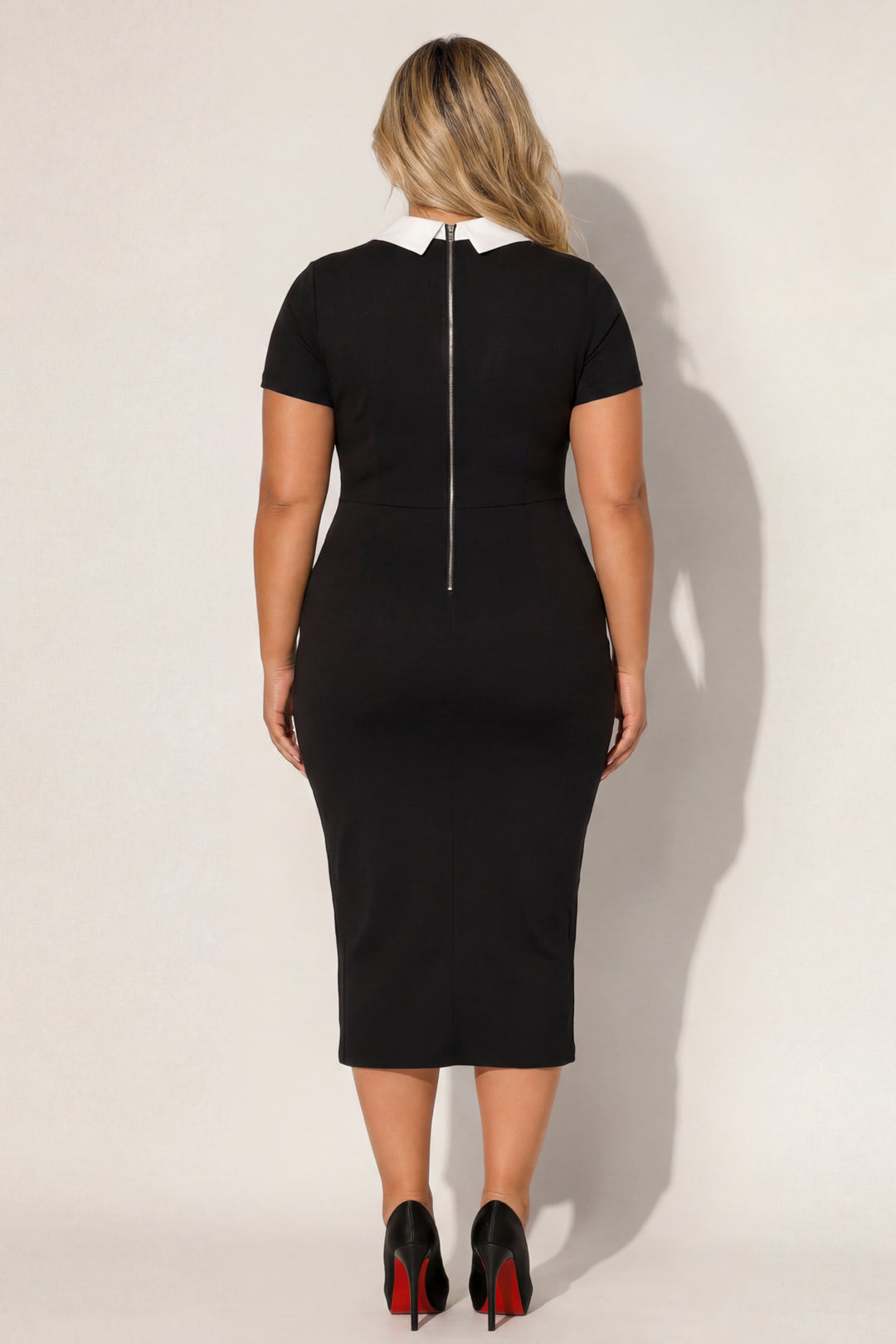 Curvy Sense Inc. Dresses Plus Size Uptown Charm Midi Dress - Black