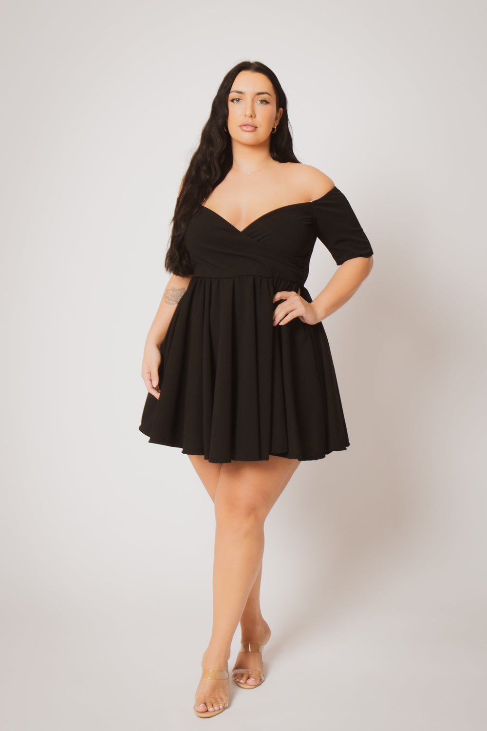 Curvy Sense Inc. Dresses Plus Size Valencia Off Shoulder Dress - Black