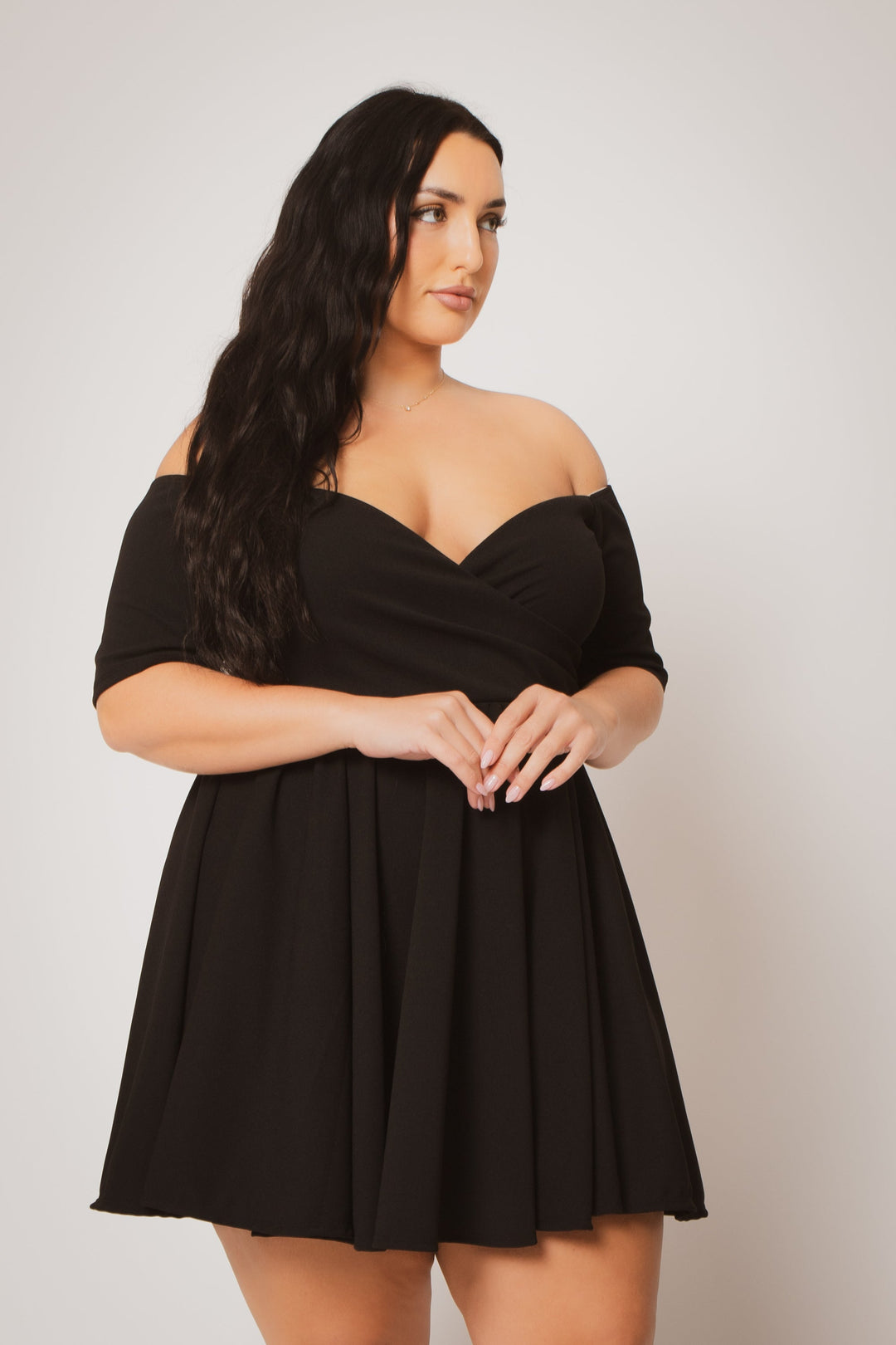 Curvy Sense Inc. Dresses Plus Size Valencia Off Shoulder Dress - Black