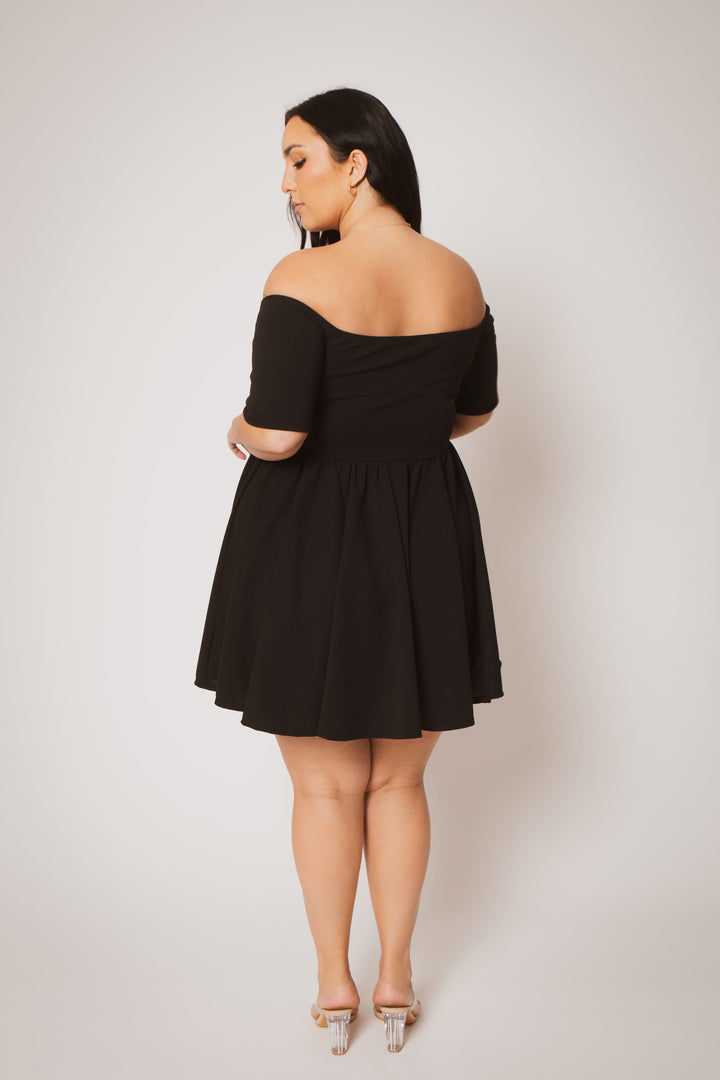 Curvy Sense Inc. Dresses Plus Size Valencia Off Shoulder Dress - Black