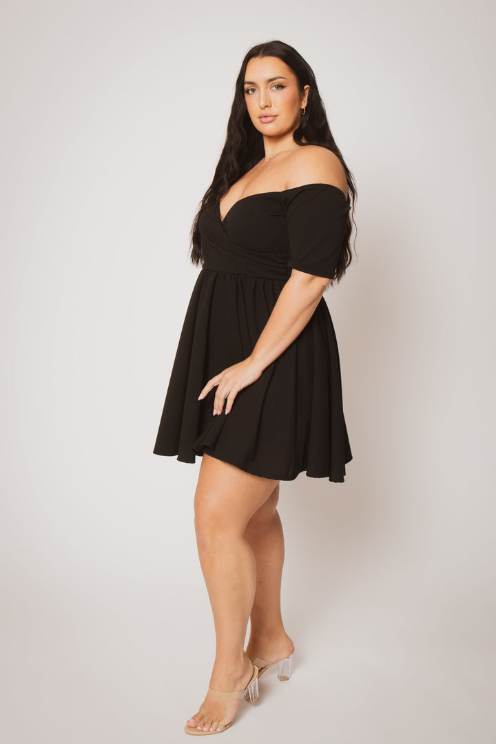 Curvy Sense Inc. Dresses Plus Size Valencia Off Shoulder Dress - Black