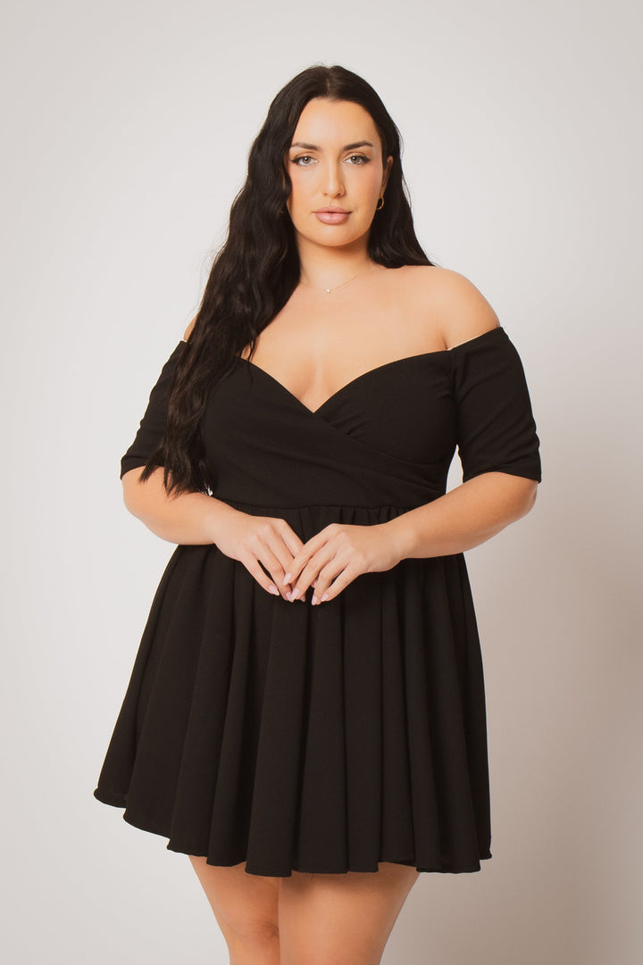 Curvy Sense Inc. Dresses Plus Size Valencia Off Shoulder Dress - Black