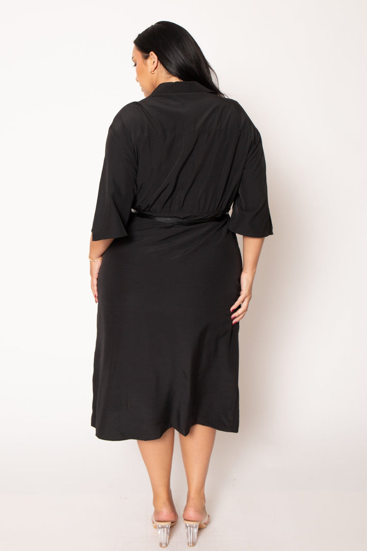 Fashion Space Dresses Plus Size Valentina  Midi Dress - Black