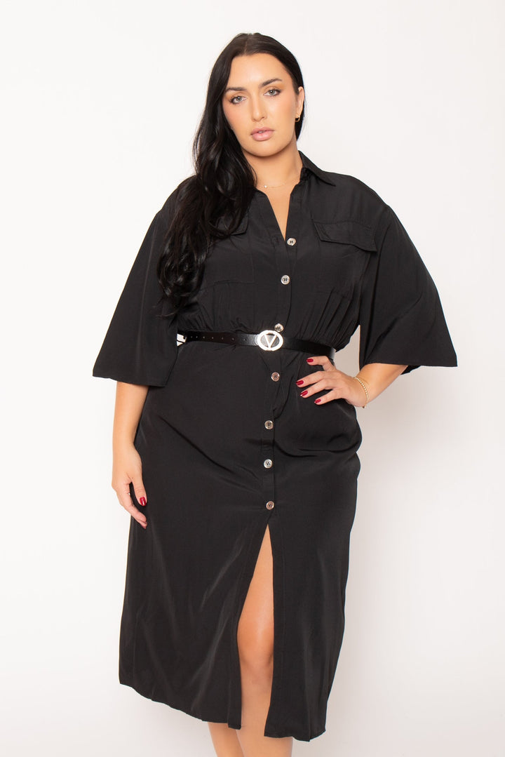 Fashion Space Dresses Plus Size Valentina  Midi Dress - Black