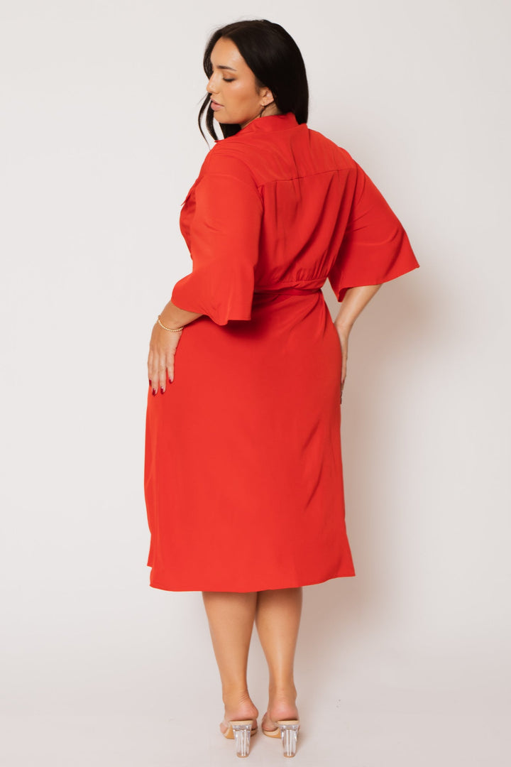 Fashion Space Dresses Plus Size Valentina  Midi Dress - Red