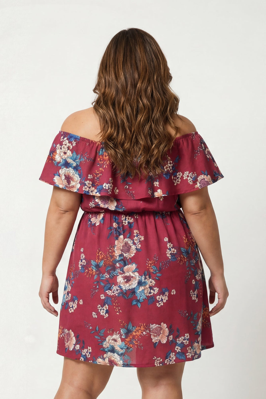 Curvy Sense Inc. Dresses Plus Size Valeria Blossom Dress - Burgundy