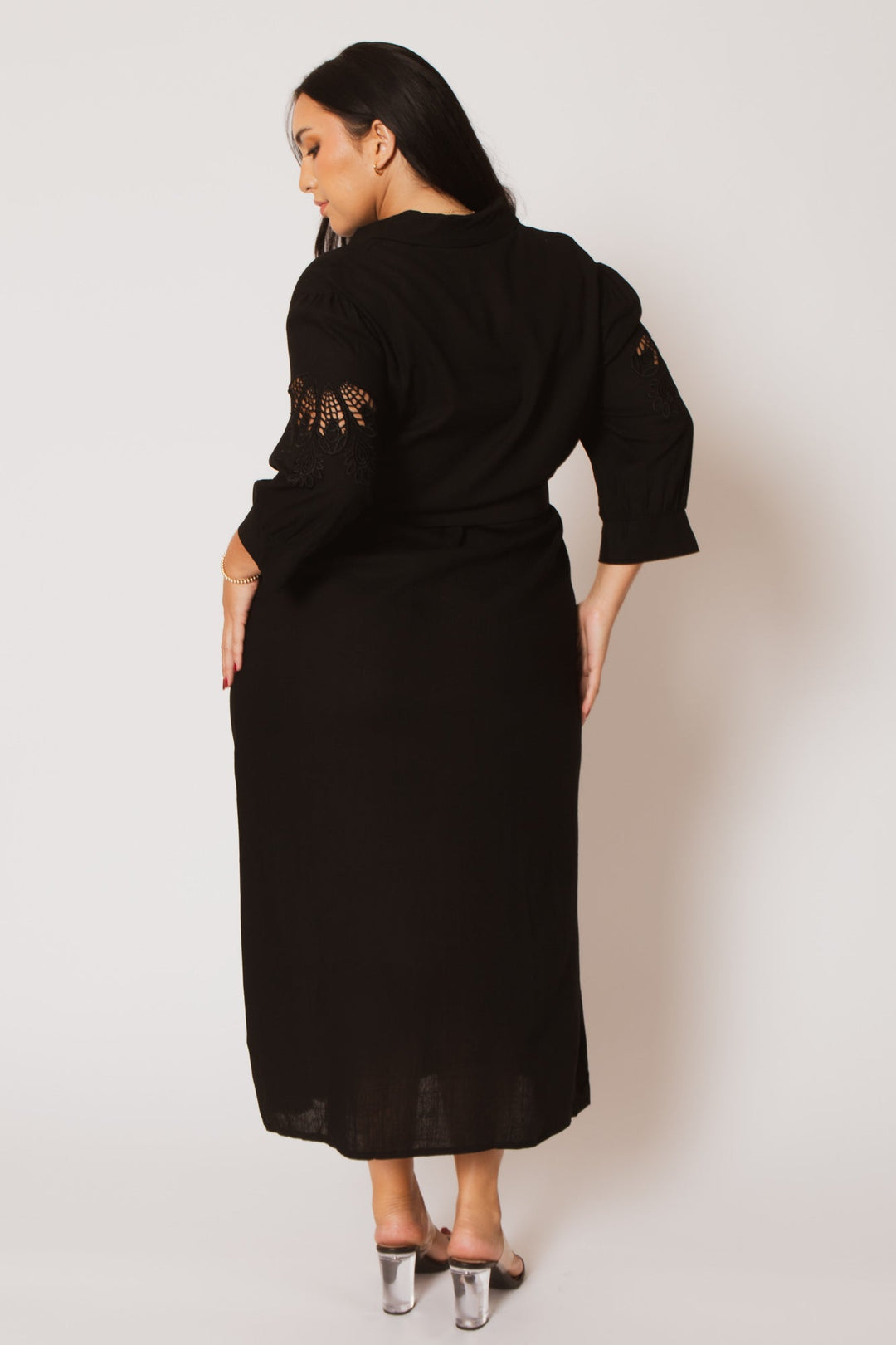 Women's Plus Size Valeria Waist Tie Dress - Black Women's Plus Size Valeria Waist Tie Dress - Black