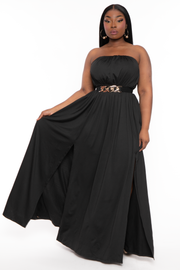Miss Avenue Dresses Plus Size Venesia Double Slit Maxi Dress - Navy
