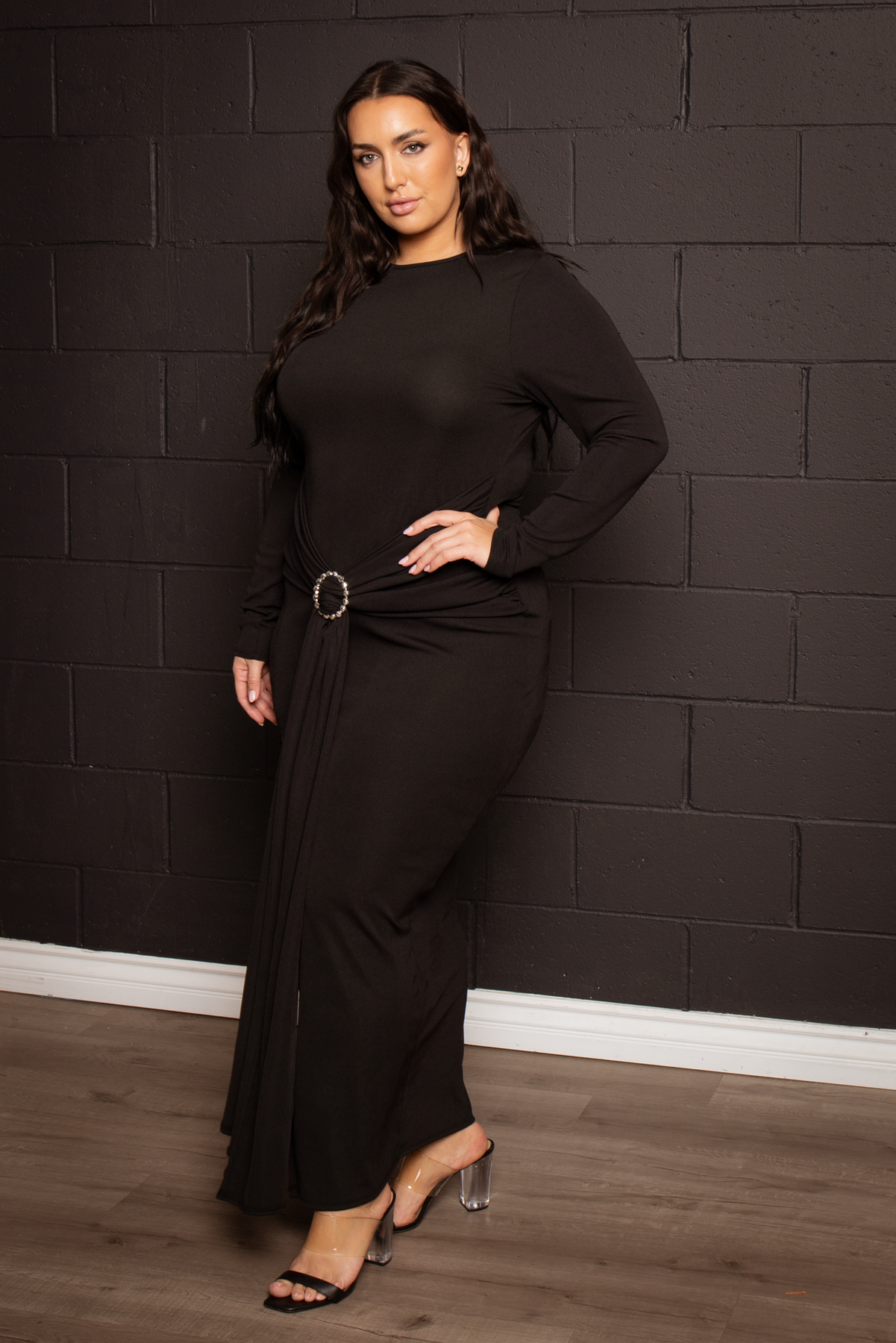 Plus Size Venetia Maxi Dress - Black 1X / Black at Curvy Sense Plus Size Venetia Maxi Dress - Black 1X / Black at Curvy Sense