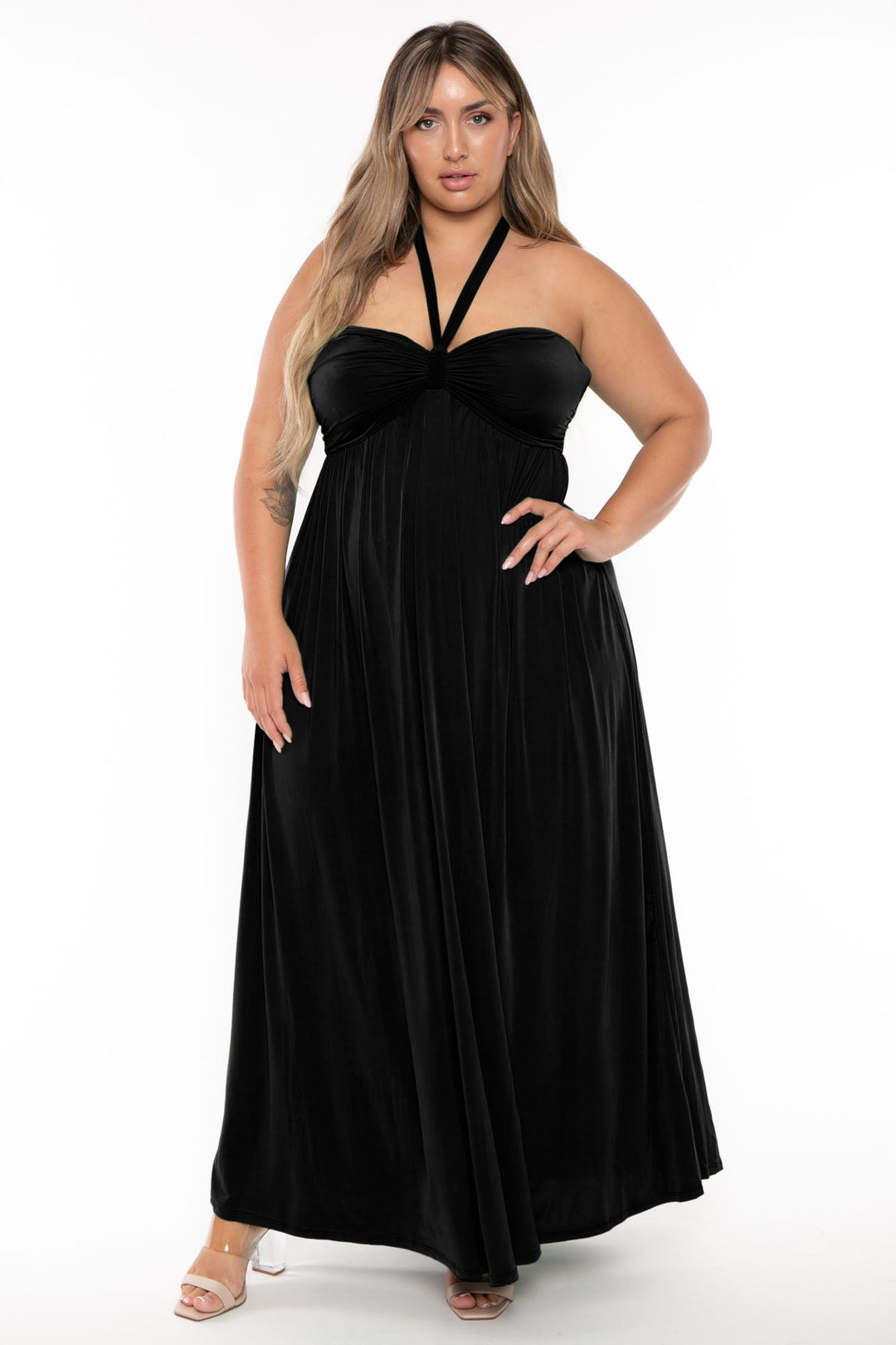 Emerald Dresses Plus Size Venezia Halter Maxi Dress -Black