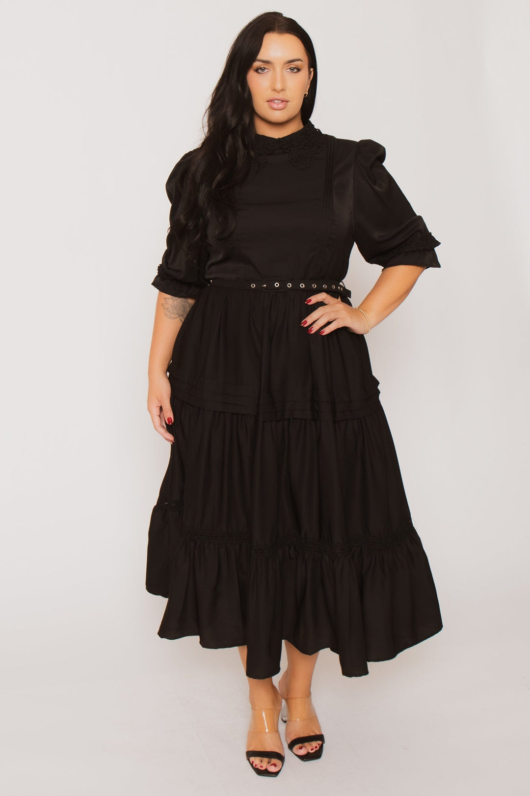 Plus Size Victoria Maxi Dress - Black LG / Black at Curvy Sense Plus Size Victoria Maxi Dress - Black LG / Black at Curvy Sense