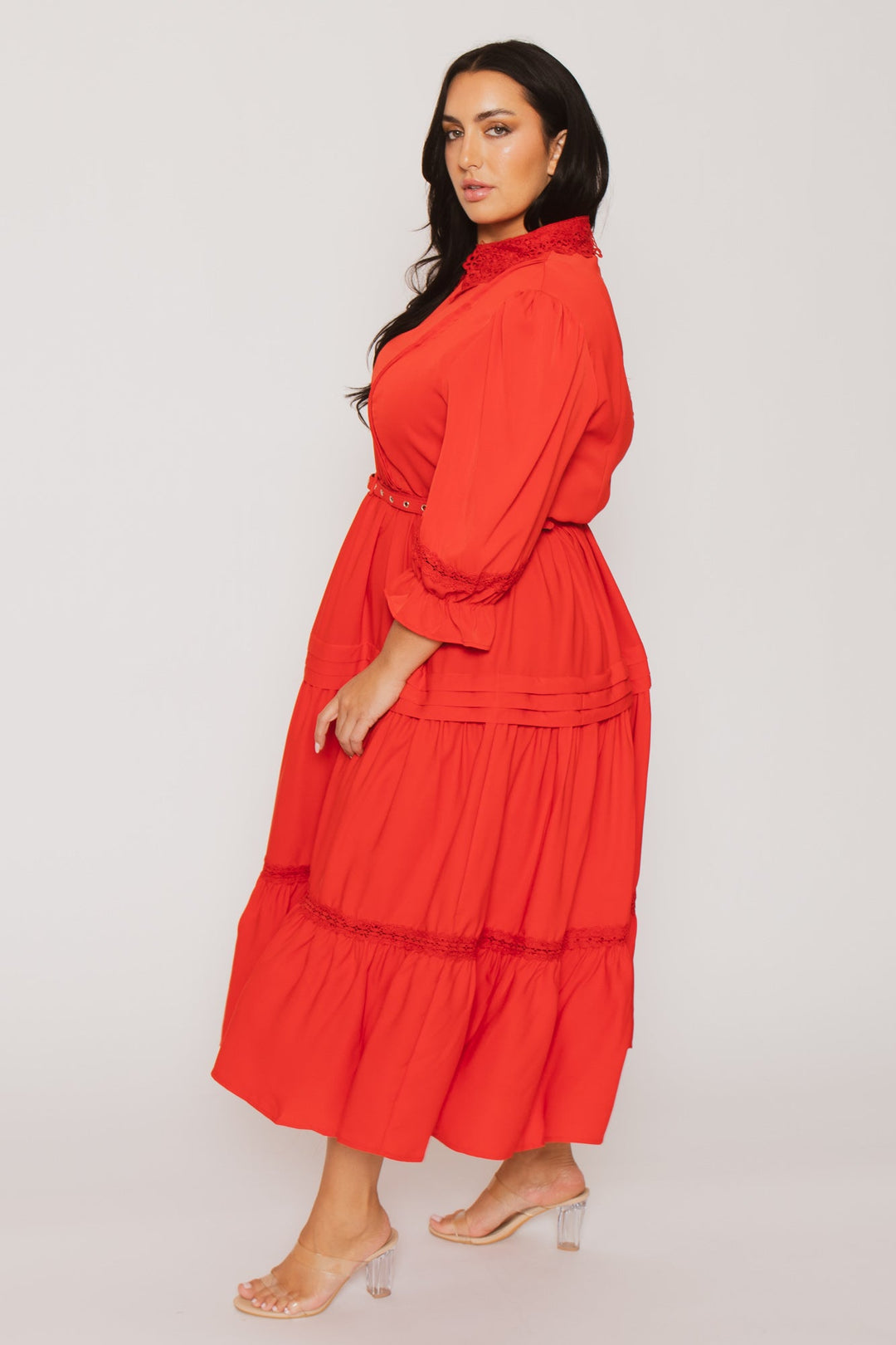 Fashion Space Dresses Plus Size Victoria Midi Dress -Red