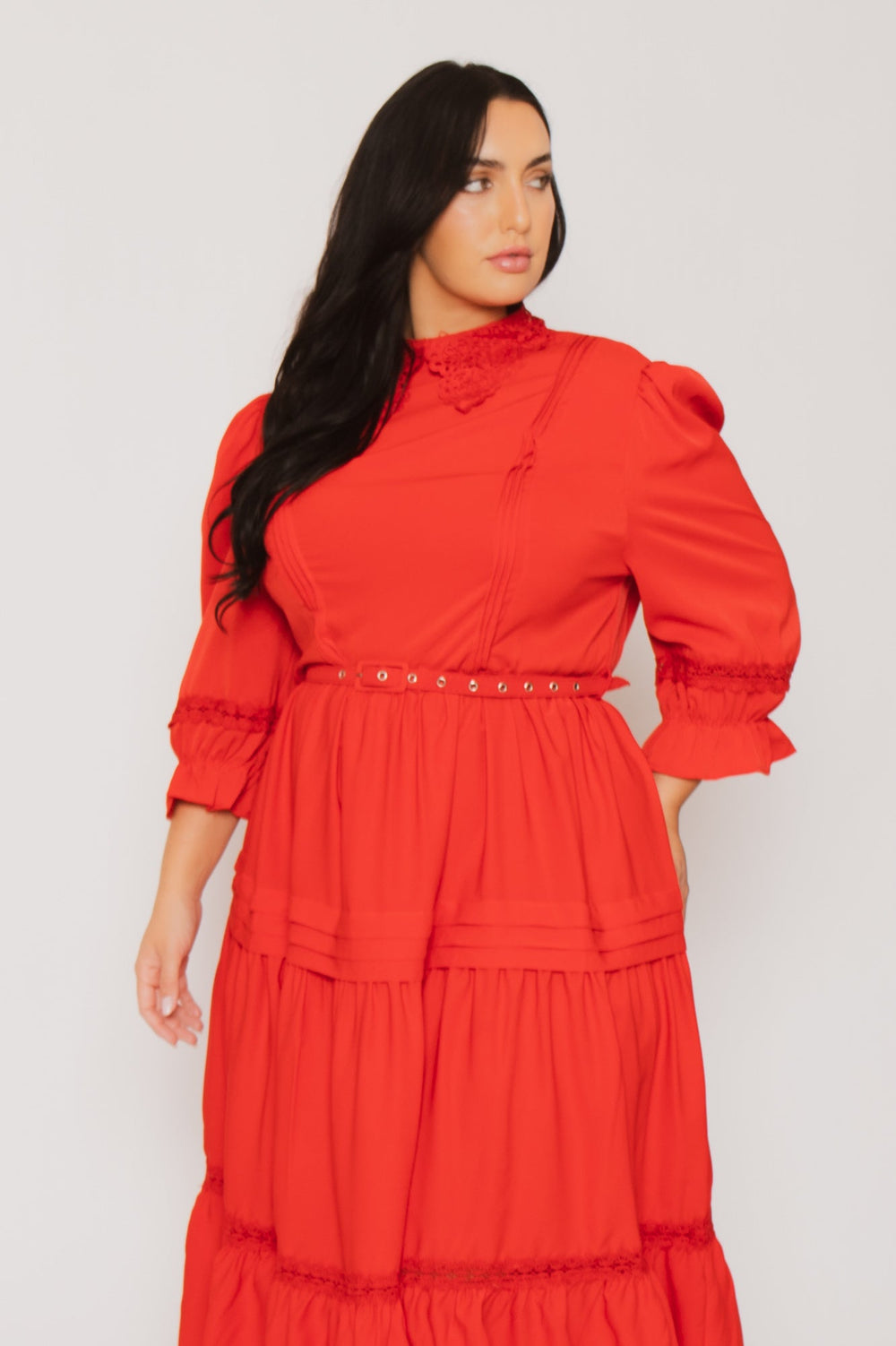 Fashion Space Dresses Plus Size Victoria Midi Dress -Red