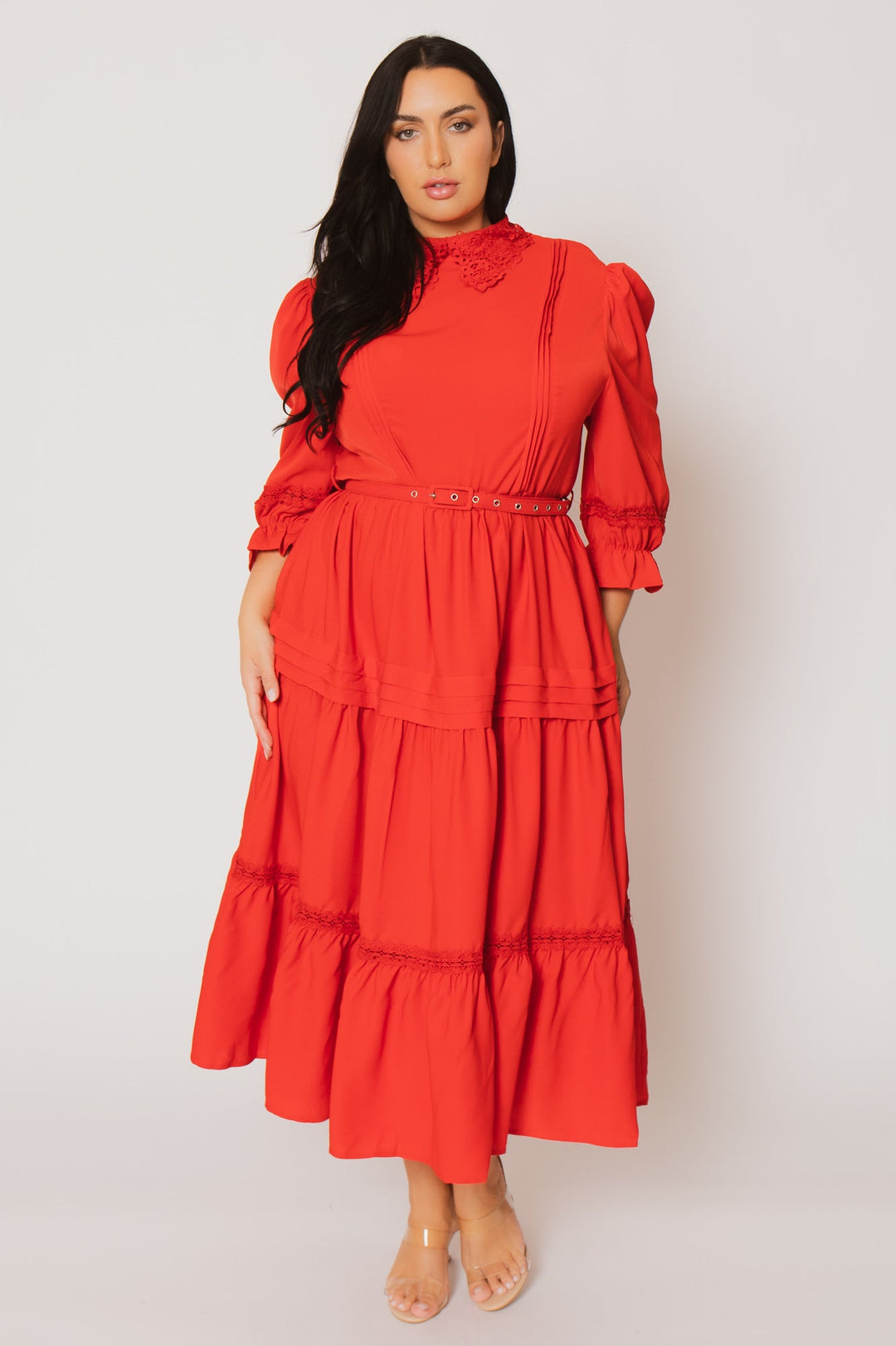 Plus Size Victoria Maxi Dress -Red LG / Red at Curvy Sense Plus Size Victoria Maxi Dress -Red LG / Red at Curvy Sense