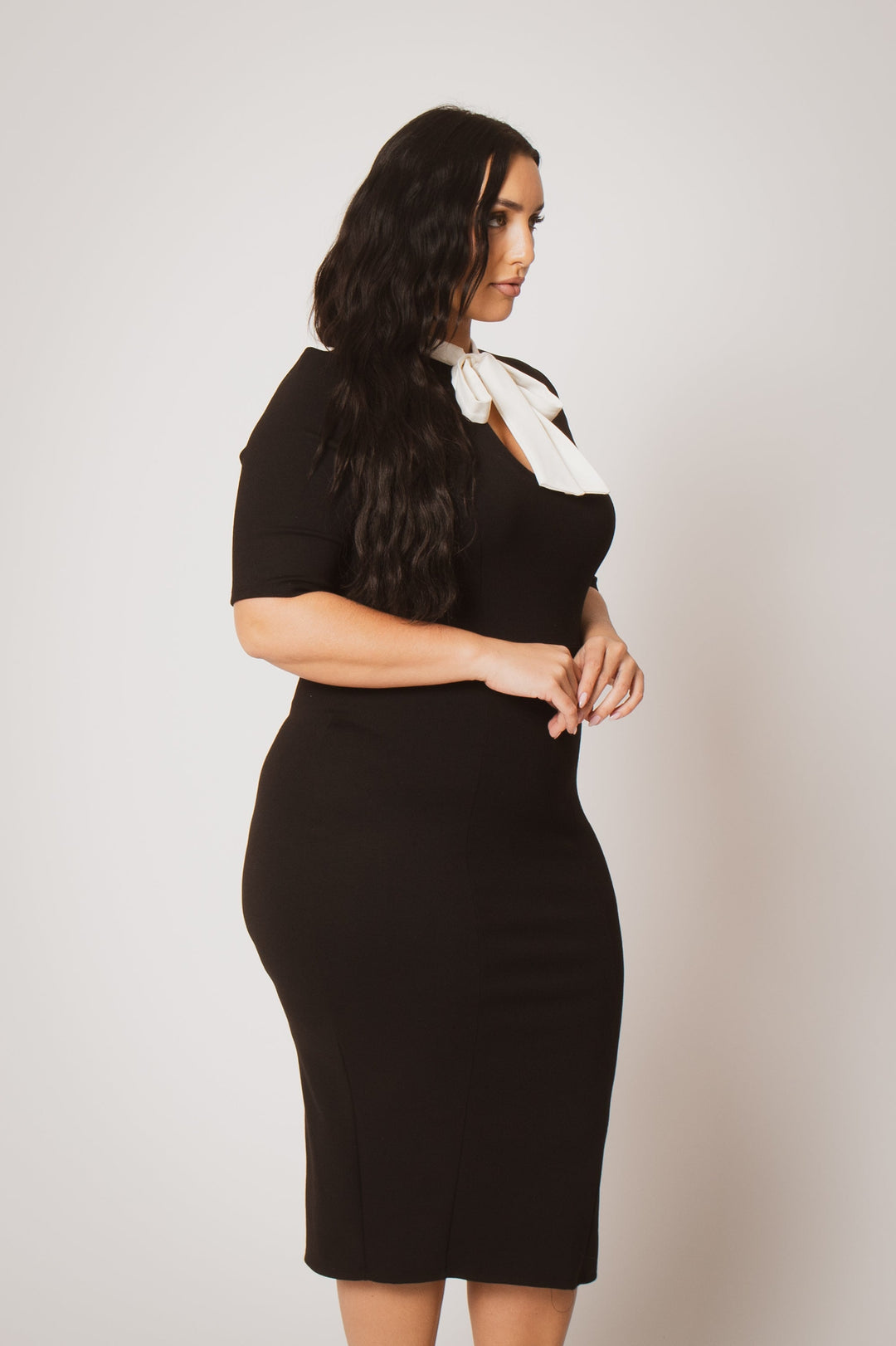 Curvy Sense Inc. Dresses Plus Size Vienna Bow Dress - Black