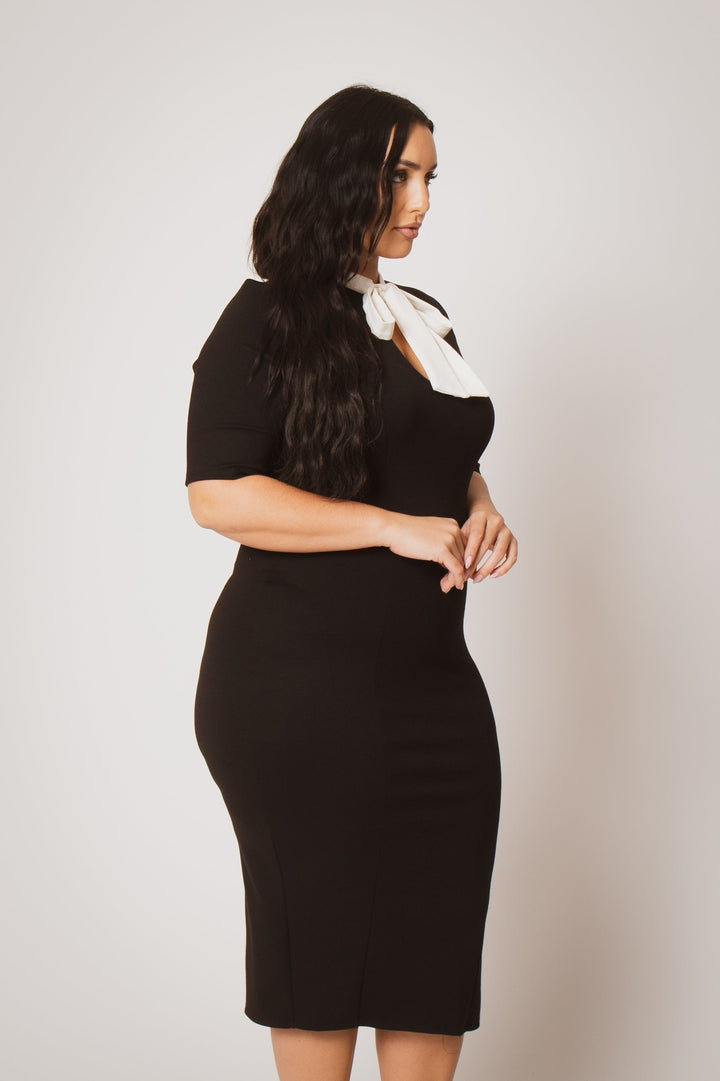 Curvy Sense Inc. Dresses Plus Size Vienna Bow Dress - Black
